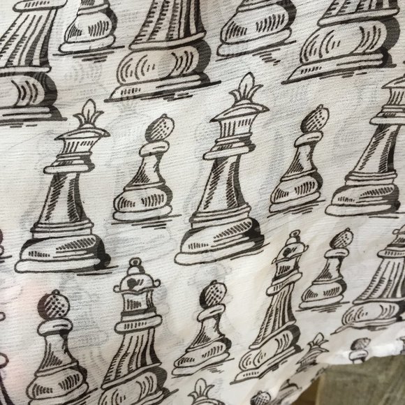 Chess print handmade sheer cream blouse - size S - Picture 3 of 5